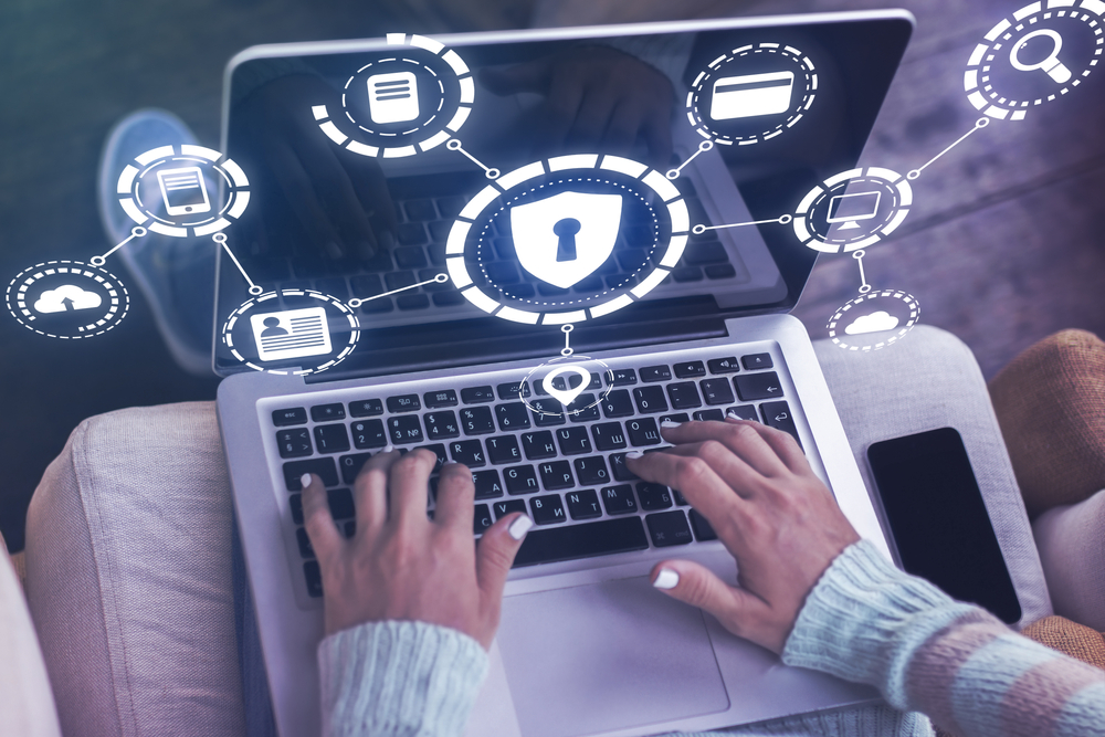 Personal data security concept with futuristic digital lock