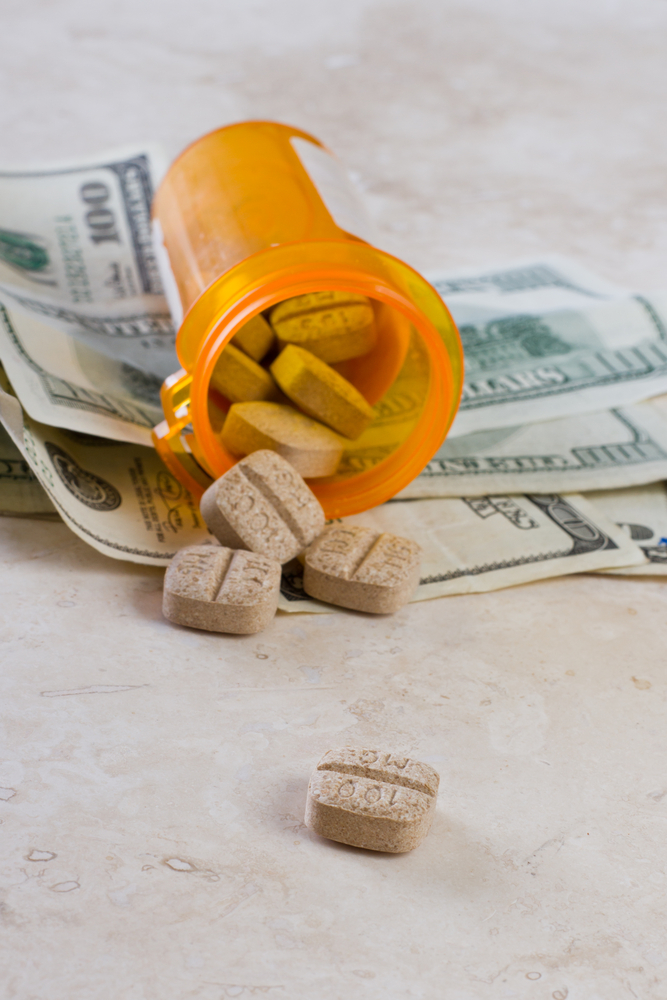 Spilled prescription jar on counter