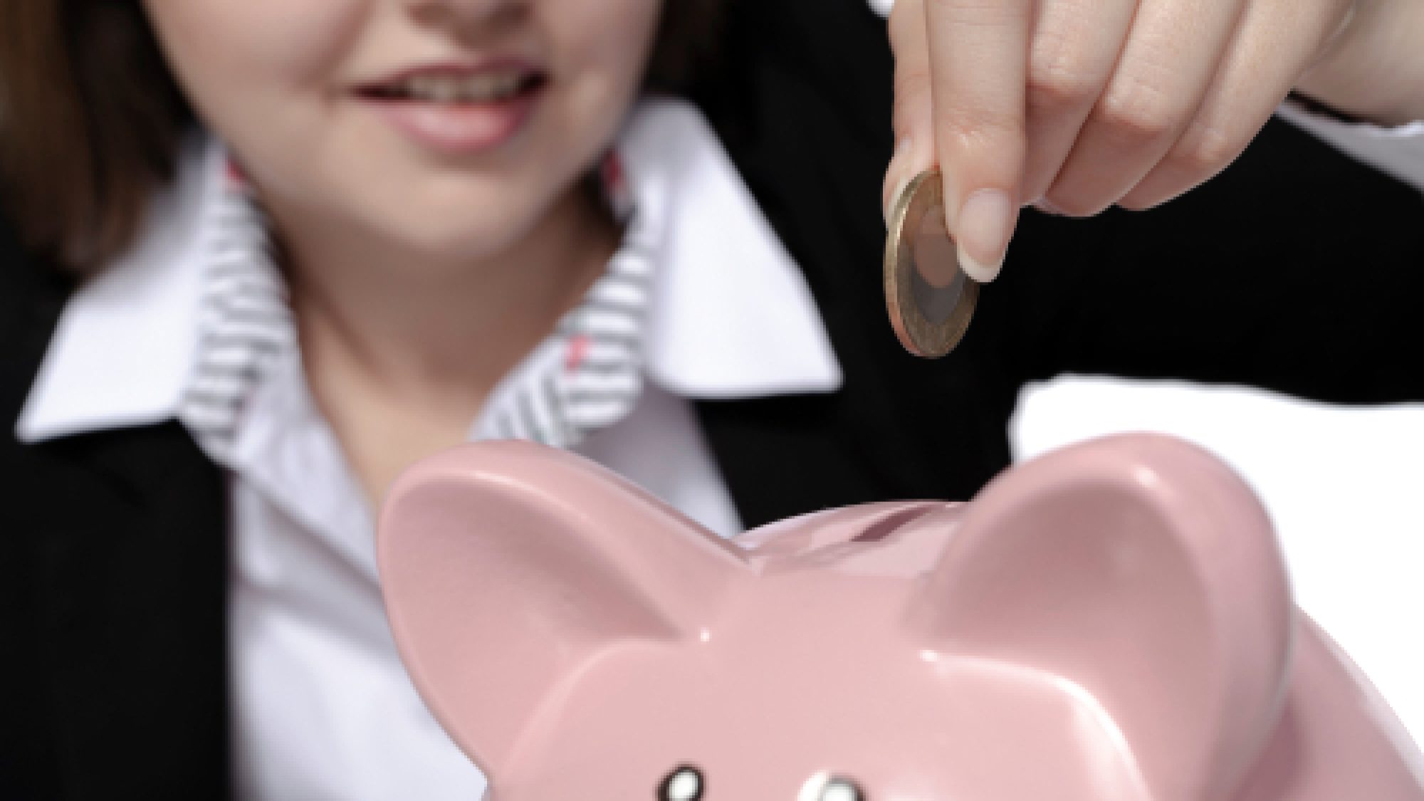 Money,Saving,Concept.,Young,Beautiful,Woman,Saving,Money,In,Piggy