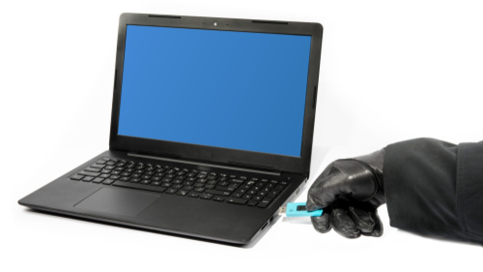 A,Cyber,Hacker,Inserting,A,Usb,Thumb,Drive,Into,A