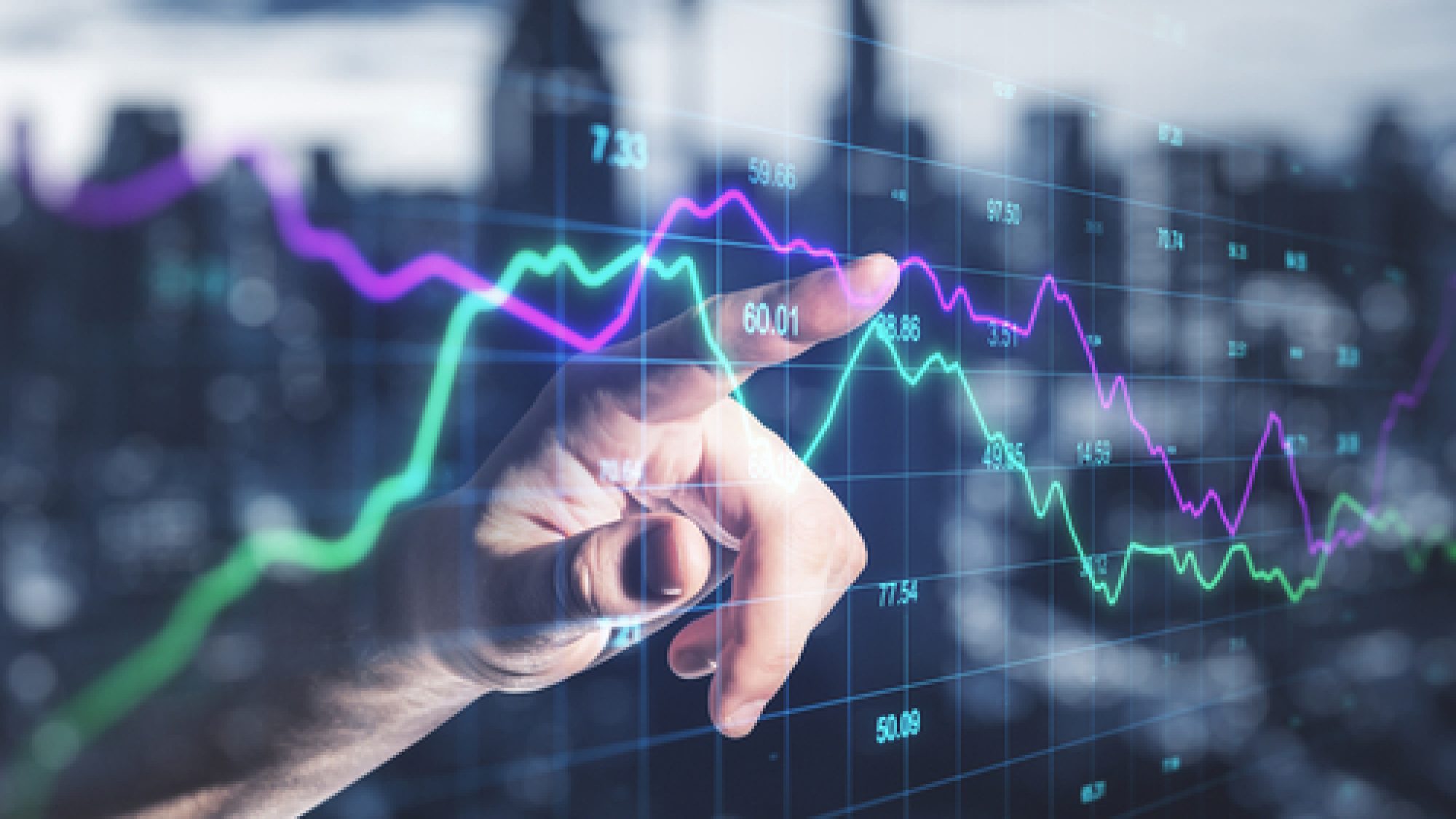 Businessman,Hand,Using,Falling,Stock,Chart,On,Screen,Interface,With