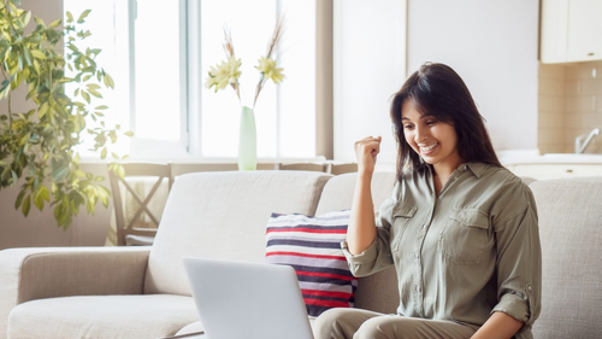 Happy,Indian,Woman,Student,,Winner,Celebrating,Achievement,,Online,Bid,Win,