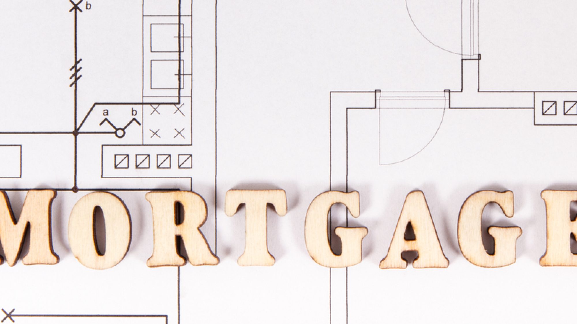 Inscription,Mortgage,On,Electrical,Construction,Drawing,,Concept,Of,Buying,Or