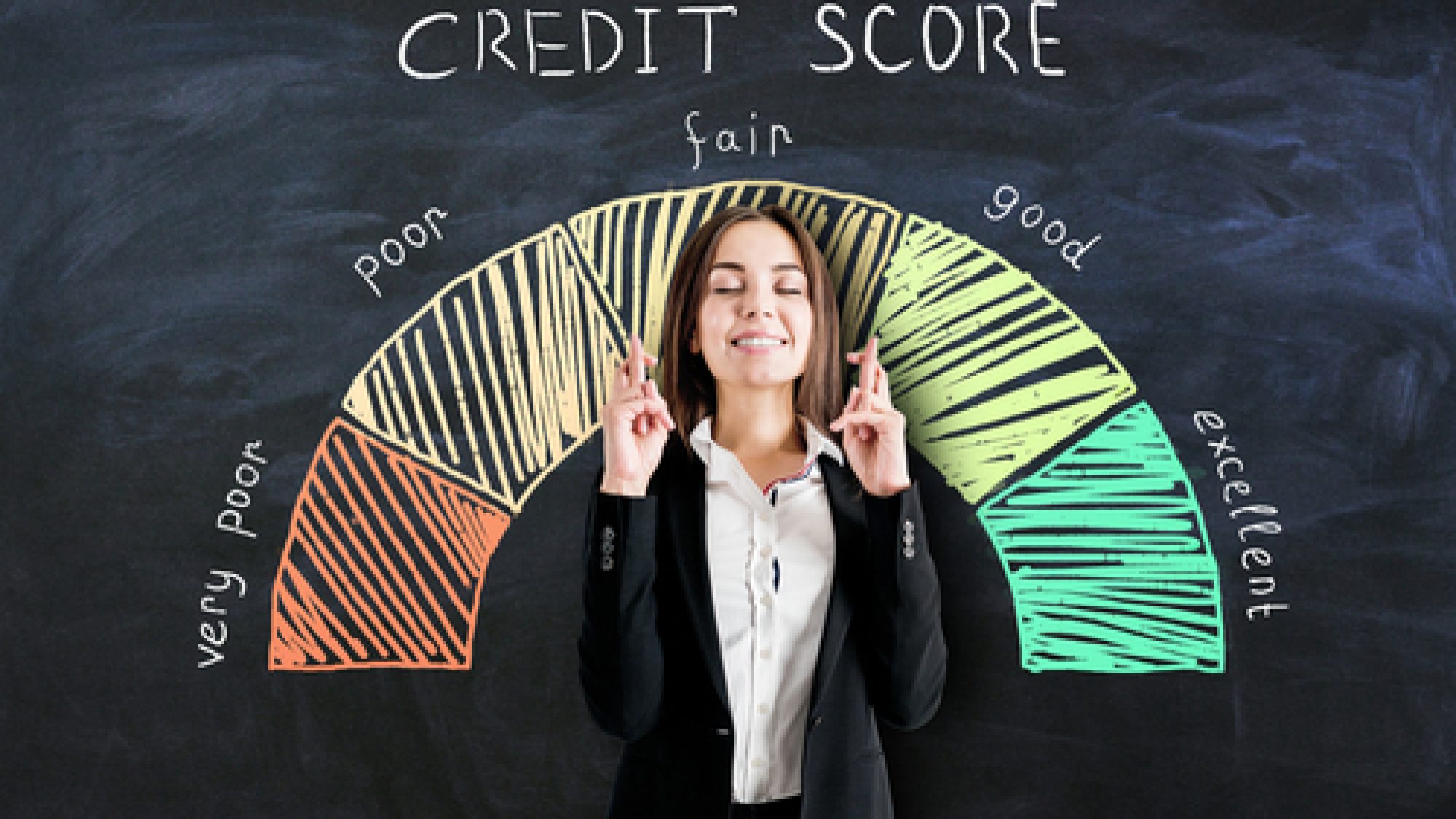 Bank,Loan,Concept,With,Businesswoman,Crossing,Her,Fingers,On,Blackboard