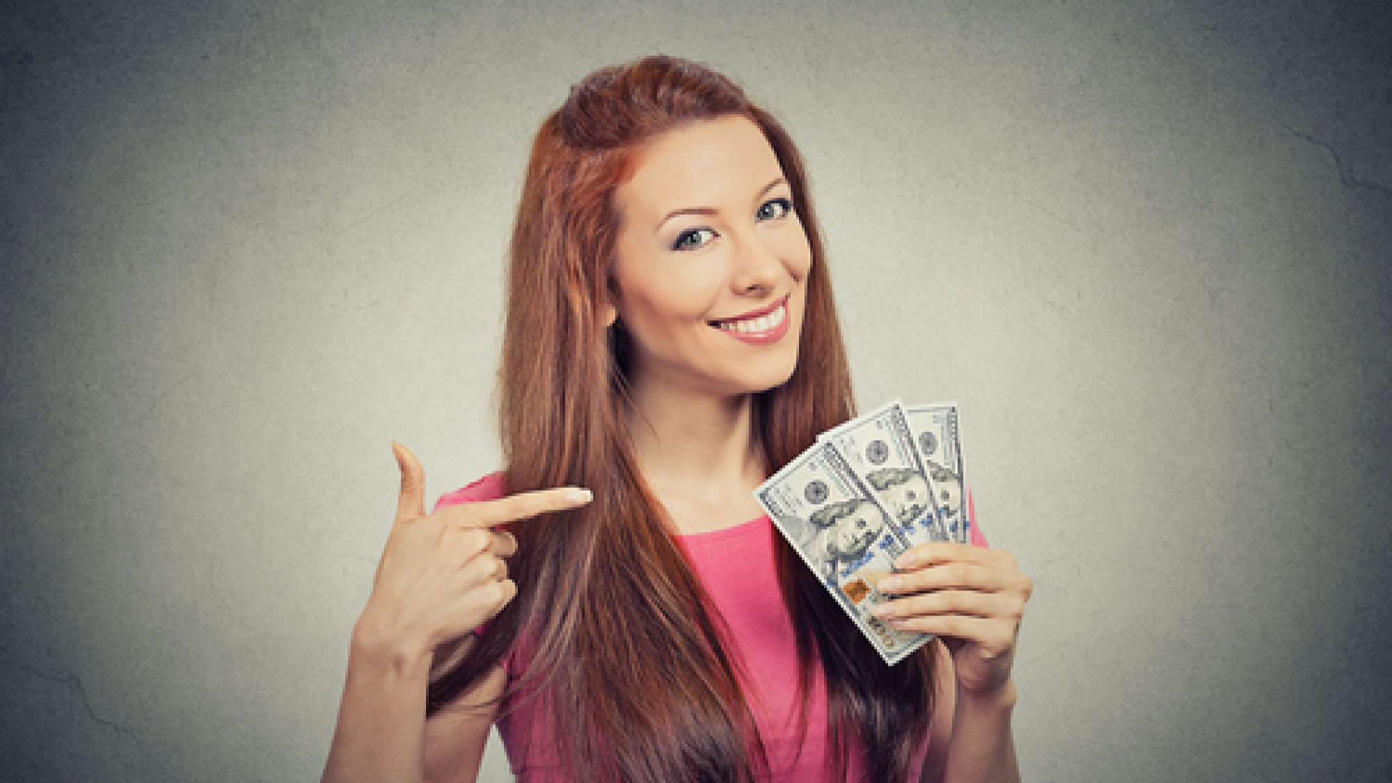 Closeup,Portrait,Super,Happy,Excited,Successful,Young,Business,Woman,Holding