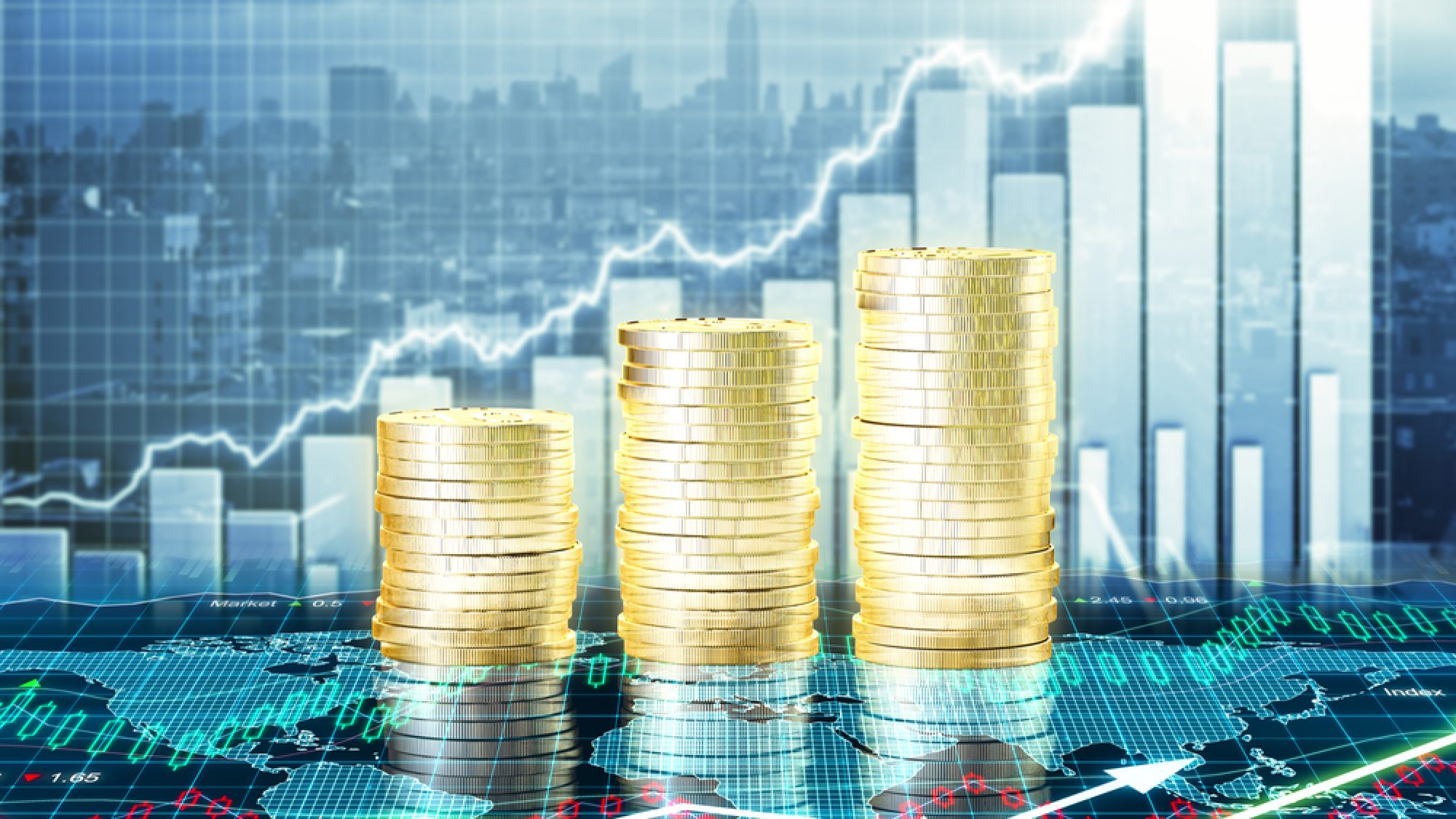 Capital,Growth,Concept,With,Growing,Gold,Coins,And,Charts