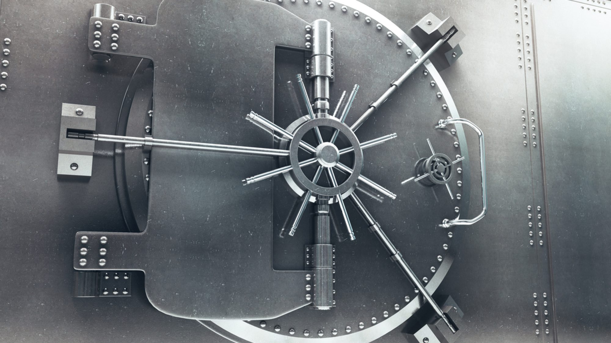 Close,Up,Of,Steel,Bank,Vault,Door,,3d,Render